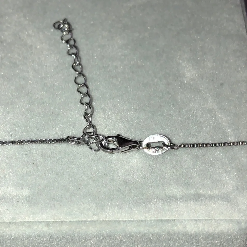 925 Sterling Silver Italy Heart Cubic Zirconia Mother Pendant Chain Necklace